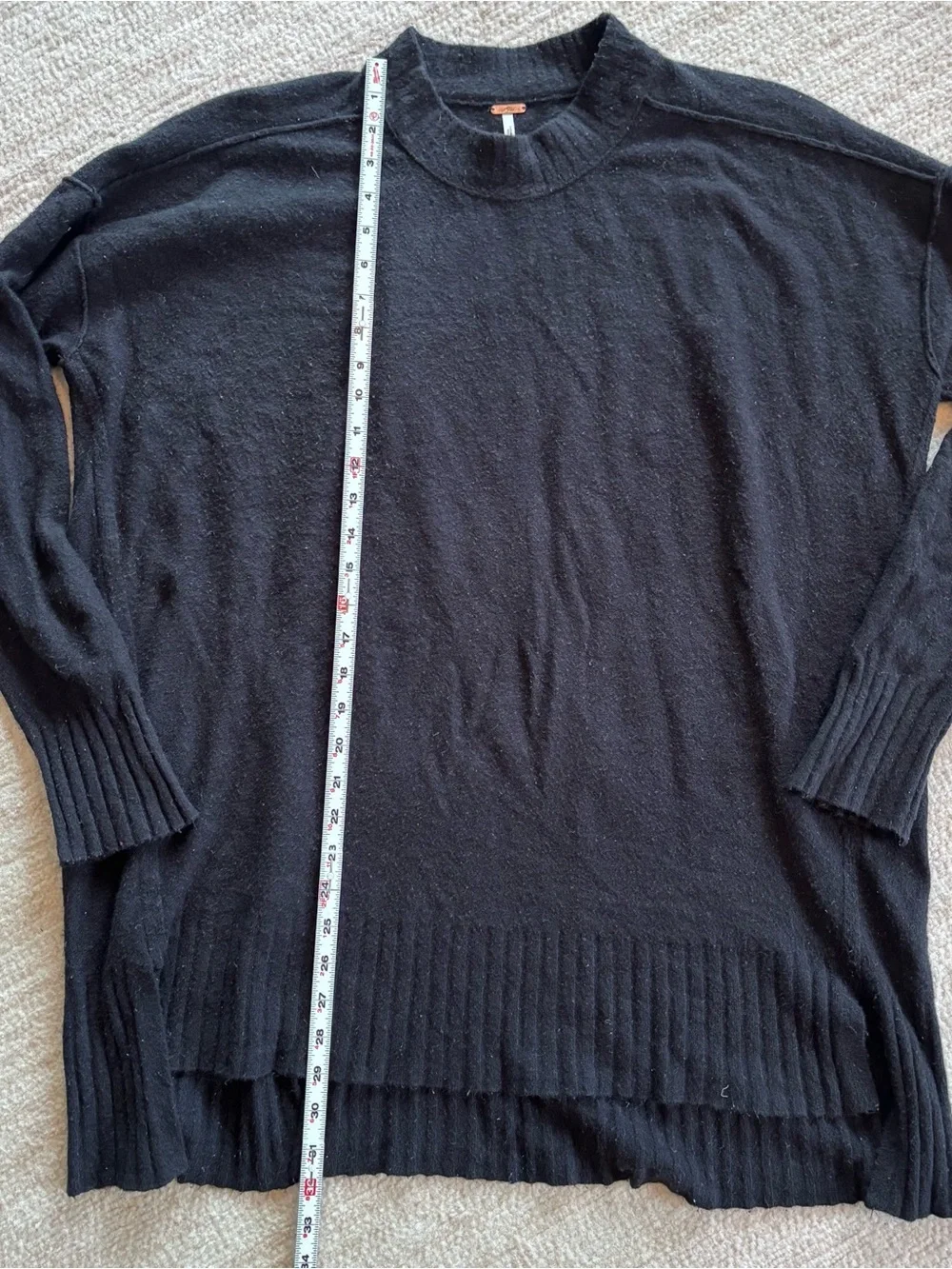 Free People Oversized Black Crewneck Pullover Sweater